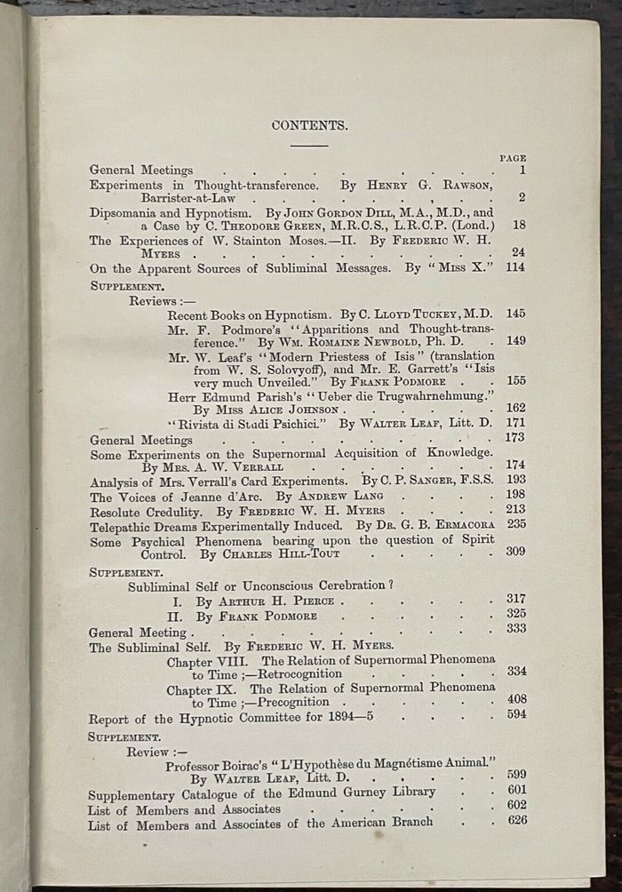 1895 - SOCIETY FOR PSYCHICAL RESEARCH - OCCULT SPIRITUALISM MAGIC GHOSTS PSYCHIC