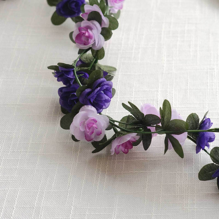 Purple and pink floral garland decoration