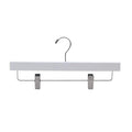 20 Pack Wooden Pants Hangers - Non-Slip Clips, 360° Swivel Hook, White