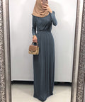 2021 New Solid Color Long Muslim Dress