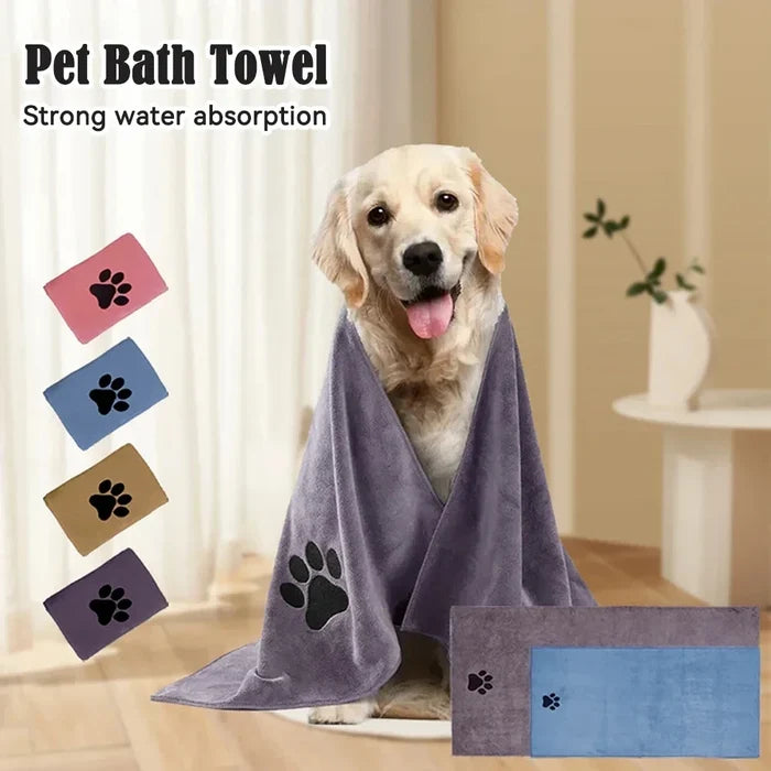 3 Size Options Microfiber Pet Bath Towel Embroidered Super Soft Absorbent Cat for Dogs Grooming Supplies Happy Tails Pet Shop Store