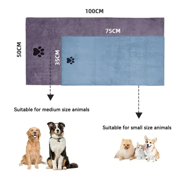 3 Size Options Microfiber Pet Bath Towel Embroidered Super Soft Absorbent Cat for Dogs Grooming Supplies Happy Tails Pet Shop Store