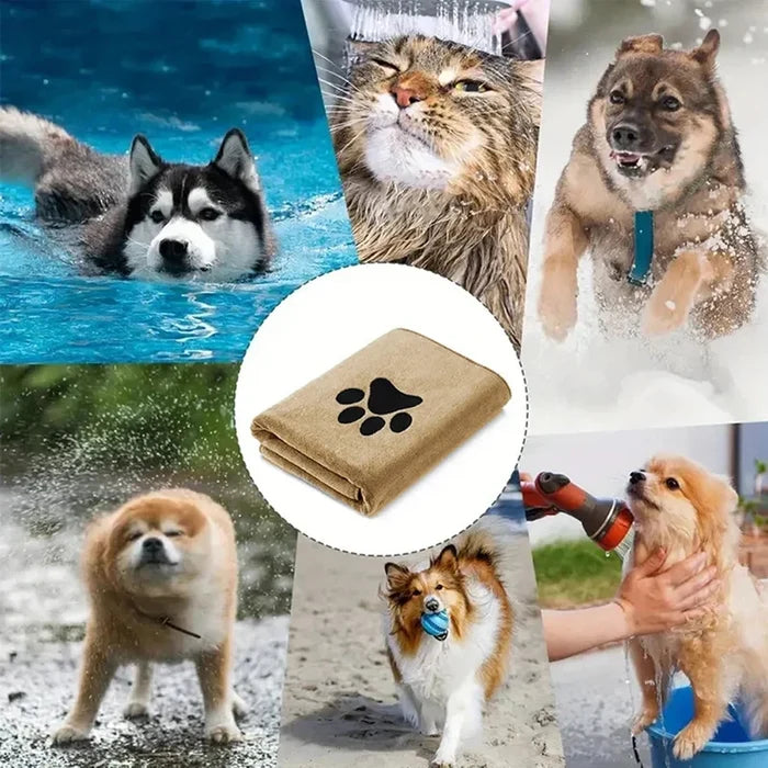 3 Size Options Microfiber Pet Bath Towel Embroidered Super Soft Absorbent Cat for Dogs Grooming Supplies Happy Tails Pet Shop Store