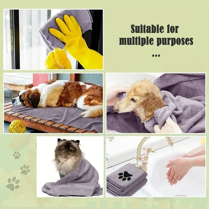 3 Size Options Microfiber Pet Bath Towel Embroidered Super Soft Absorbent Cat for Dogs Grooming Supplies Happy Tails Pet Shop Store
