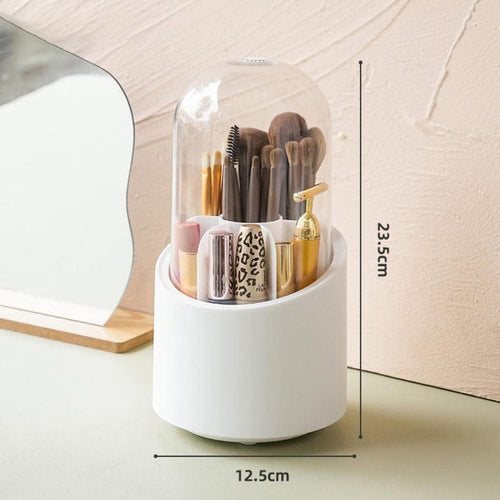 Makeup organizer with swivel base for brushes and tools