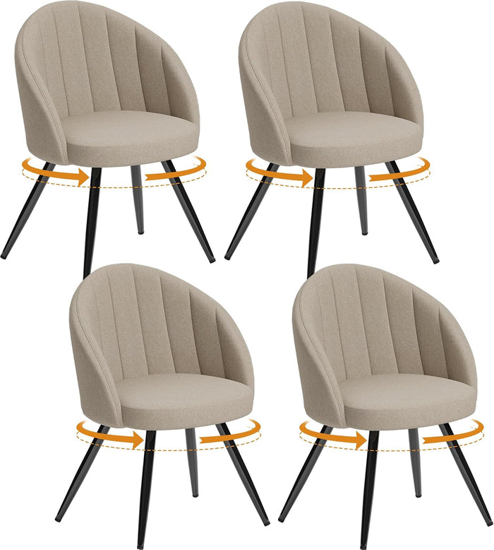 Beige Linen Chairs / Set of 4