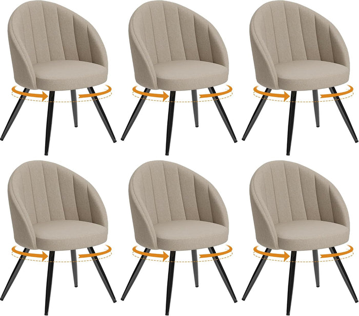 Beige Linen Chairs / Set of 6