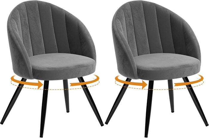 Grey Velvet Chairs / Set of 2