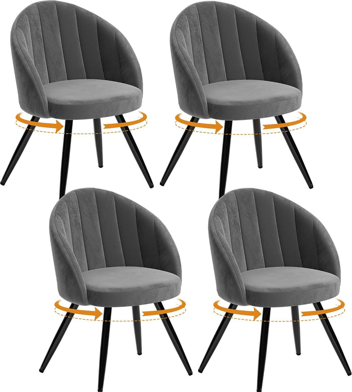 Grey Velvet Chairs / Set of 4