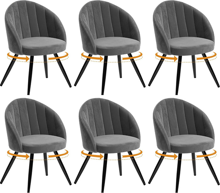 Grey Velvet Chairs / Set of 6