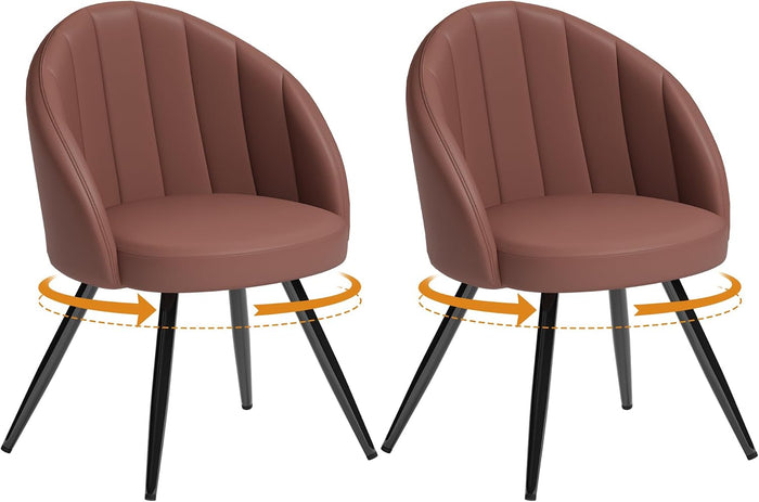 Brown Faxu Leather Chairs / Set of 2