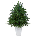 38” South Carolina Spruce Artificial Christmas Tree with 458 Bendable Branches in White Metal Planter