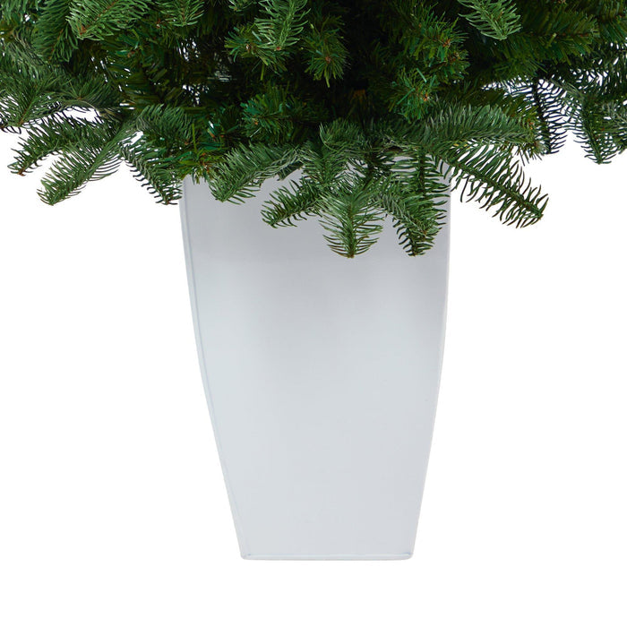 38” South Carolina Spruce Artificial Christmas Tree with 458 Bendable Branches in White Metal Planter