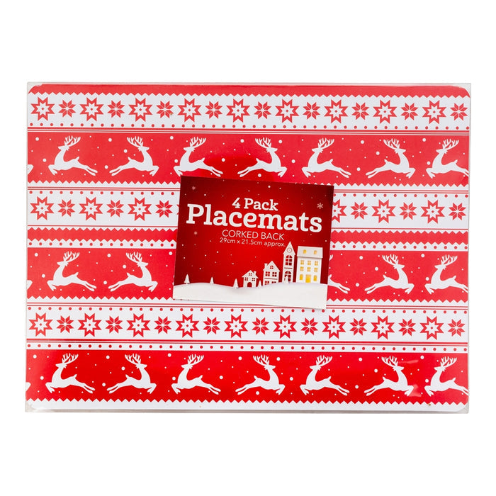4 Pack  Christmas Placemats - Corked Back 332351