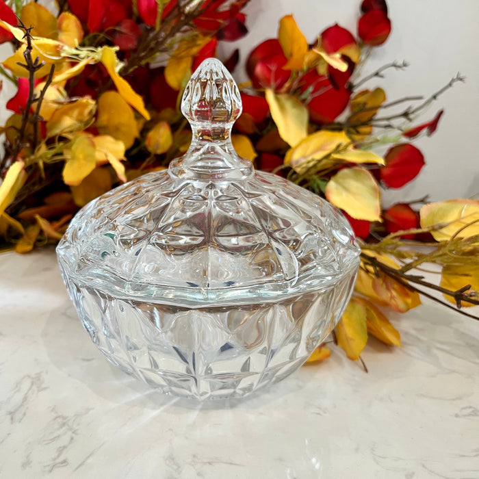 Glass Bowl Storage Crystal Jar with Lid in Gold OR Crystal Transparent Colour