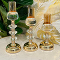 Candle Holder Luxury Crystal Decorated for Tabletop in Gold (ONE PIECE INCLUDED - Select Size Below)