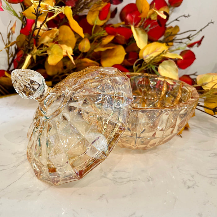 Glass Bowl Storage Crystal Jar with Lid in Gold OR Crystal Transparent Colour