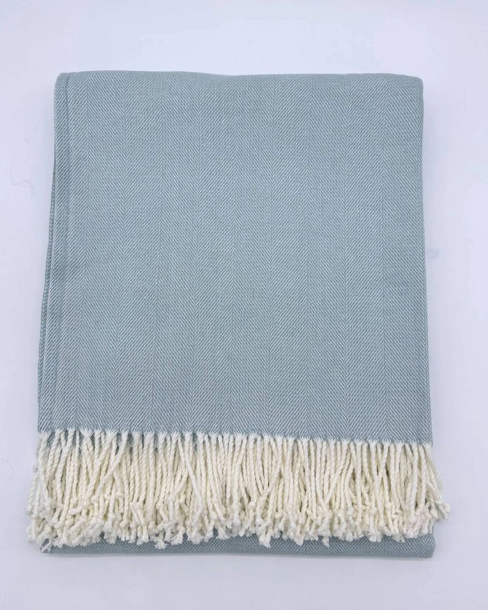 Adirondack Herringbone Throw - Aqua Haze