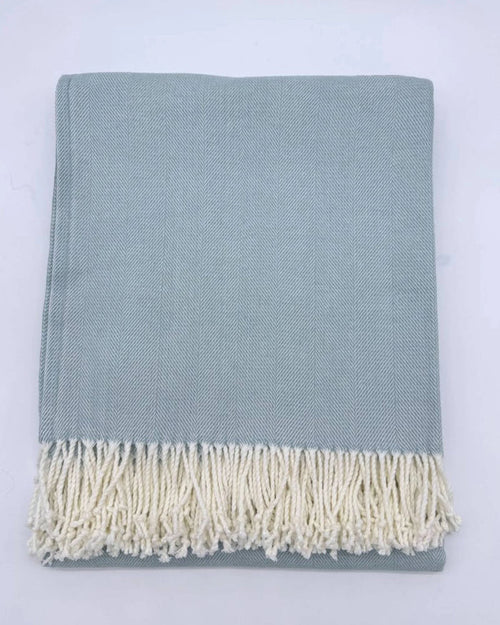 Adirondack Herringbone Throw - Aqua Haze