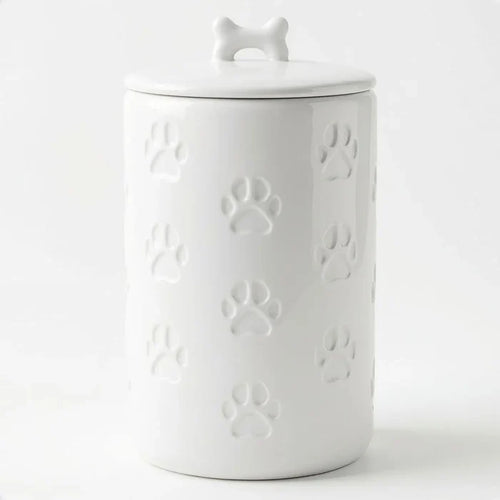 Airtight Dog Treat Jar, 5x9 Inch Ceramic Canister with Lid, 7 Cup Capacity for Kitchen Counter Happy Tails Pet Shop Store