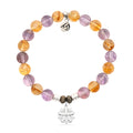 Amethyst Citrine Gemstone Bracelet with Thank You Flower Sterling Silver Charm