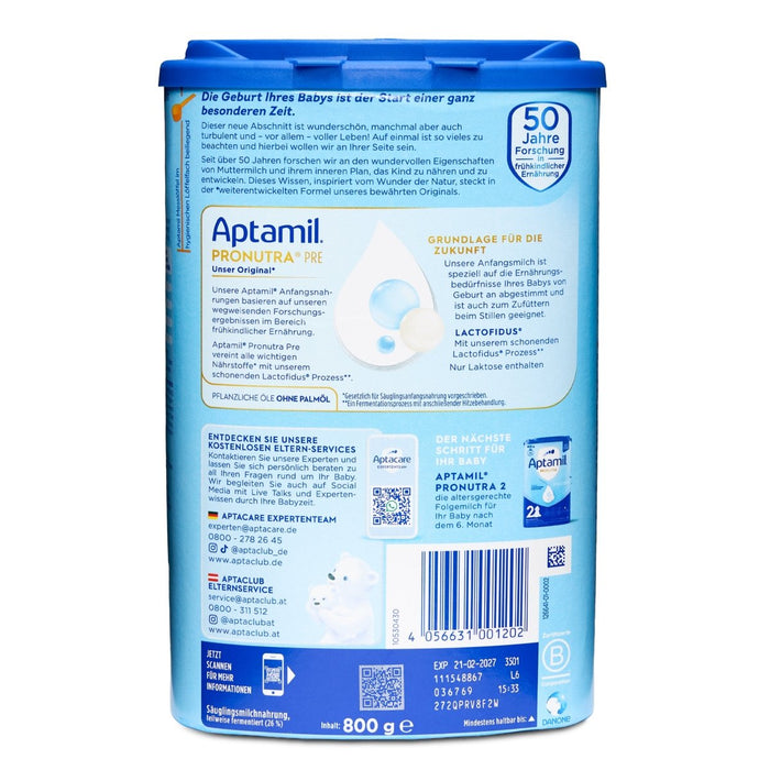 Aptamil Pronutra PRE Infant Formula – From Birth (800g) - Formuland
