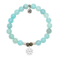 Aqua Fire Agate Gemstone Bracelet with Thank You Flower Sterling Silver Charm