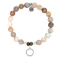 Australian Agate Gemstone Bracelet with Good Karma Sterling Silver Charm