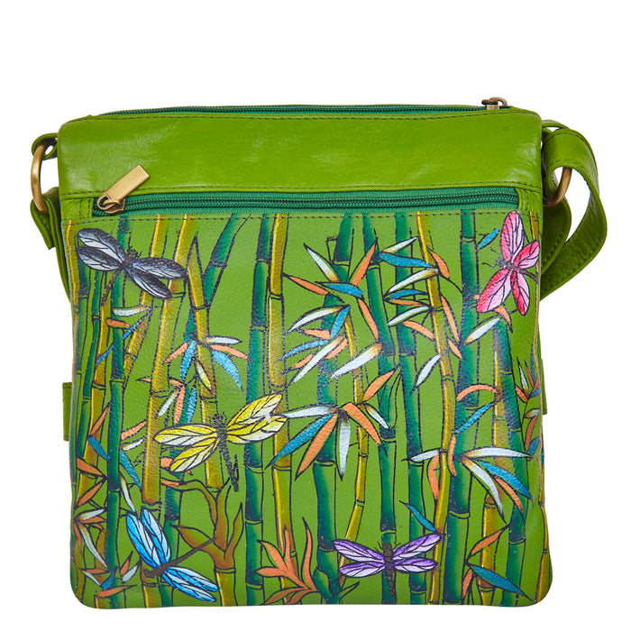 Women's hand-painted bamboo dragonfly crossbody bag for daily use-back image