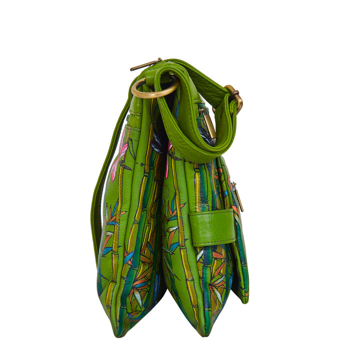 Women's hand-painted bamboo dragonfly crossbody bag for daily use-side view