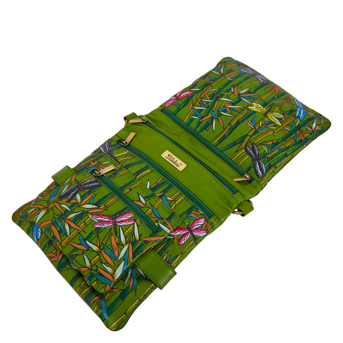 Women's hand-painted bamboo dragonfly crossbody bag for daily use-front open image
