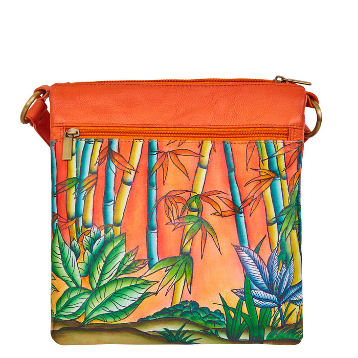 Women's hand-painted bamboo cheetah crossbody bag for everyday carry-back image