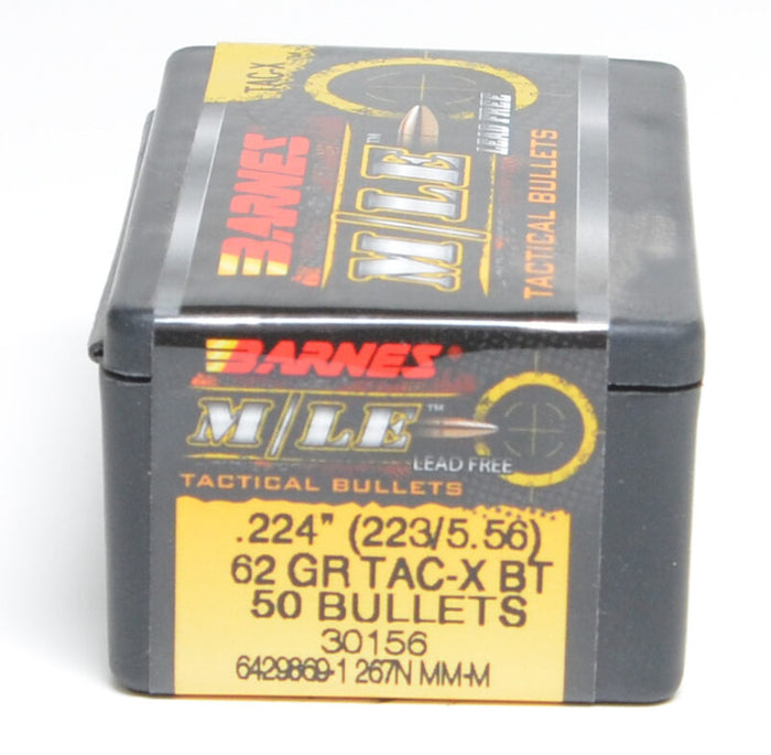 Barnes .224 Diameter 62 Grain Boat Tail Hollow Point Tactical 50 Count Bullets