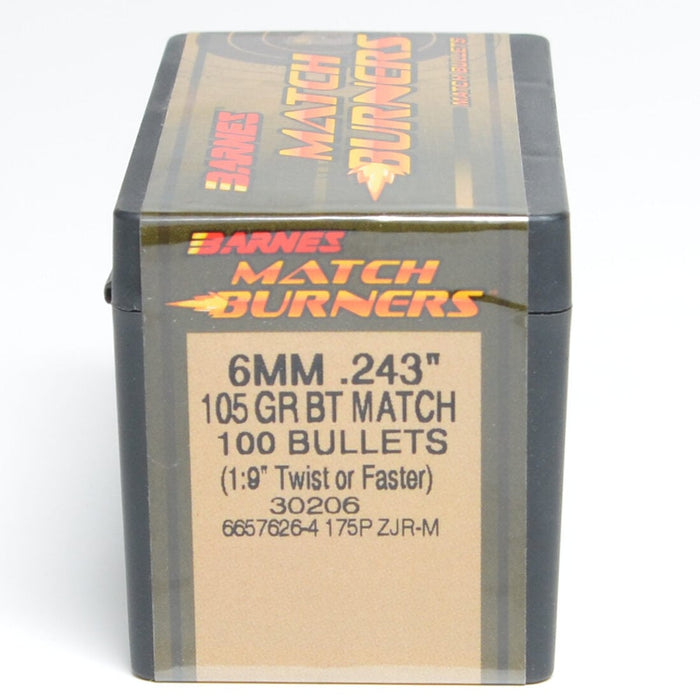 Barnes .243 Diameter 105 Grain Boat Tail Hollow Point Match Burner 100 Count Bullets