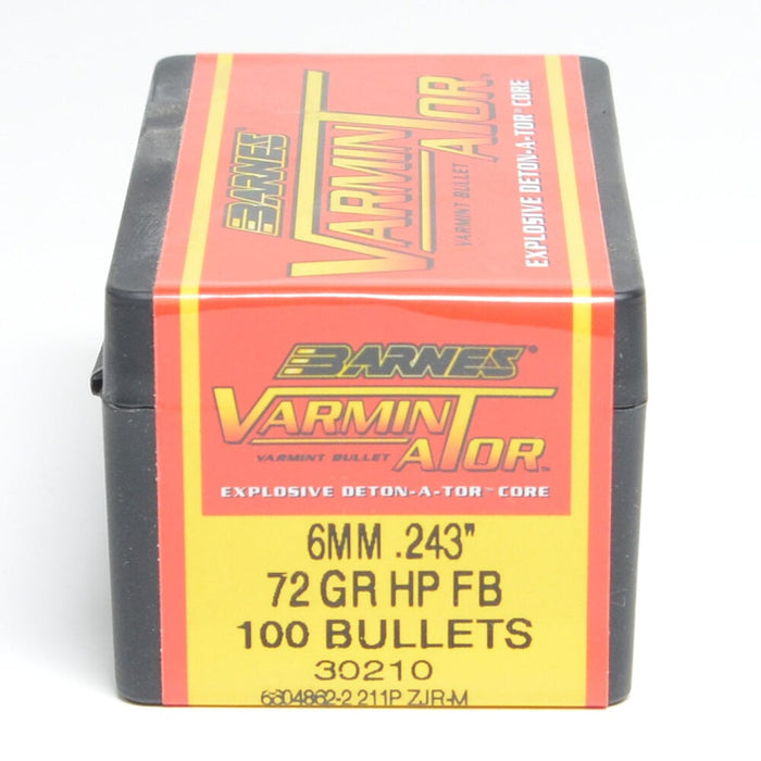 Barnes .243 Diameter 72 Grain Flat Base Hollow Point Varminator 100 Count Bullets