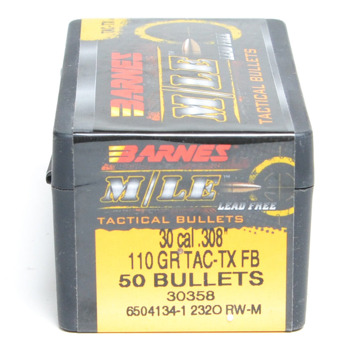 Barnes .308 Diameter 110 Grain Flat Base Hollow Point Tactical 50 Count Bullets