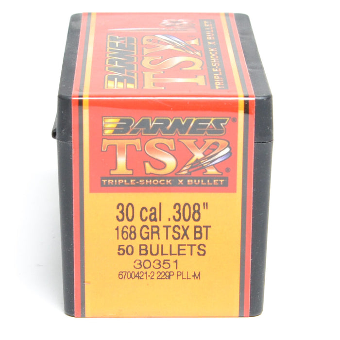Barnes .308 Diameter 168 Grain Solid Hollow Point TSX 50 Count Bullets