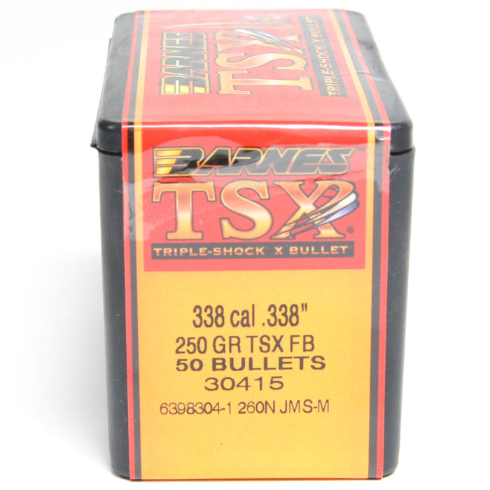 Barnes .338 Diameter 250 Grain Solid Hollow Point TSX 50 Count Bullets