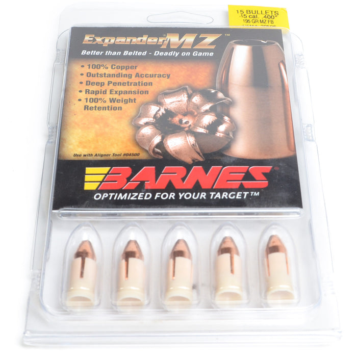 Barnes 45 Cal .400 Dia 195 Grain Expander Muzzleloader Flat Base Bullet