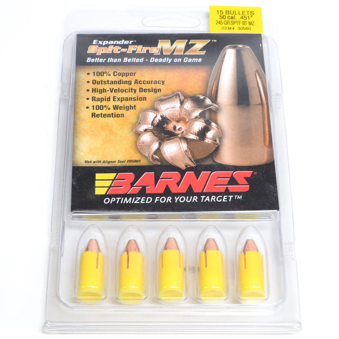 Barnes 50 Cal .451 Dia 245 Grain Muzzleloader Spit-Fire Boat Tail Bullet