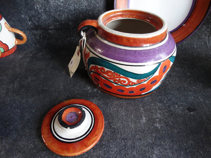 Bauer Matt Carlton Bean Pot with Lid & Under Plate c 1927 B3035