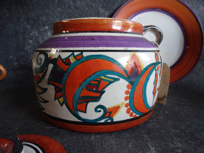 Bauer Matt Carlton Bean Pot with Lid & Under Plate c 1927 B3035