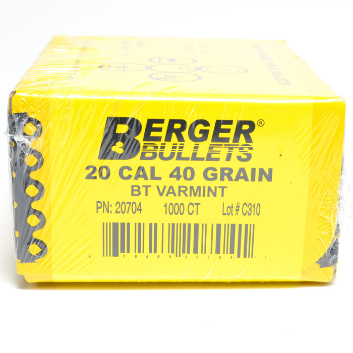 Berger .204 Diameter 40 Grain Boat Tail Hollow Point Varmint Bullets