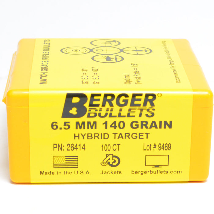 Berger .264 Diameter 140 Grain Open Tip Match Hybrid Target Bullets