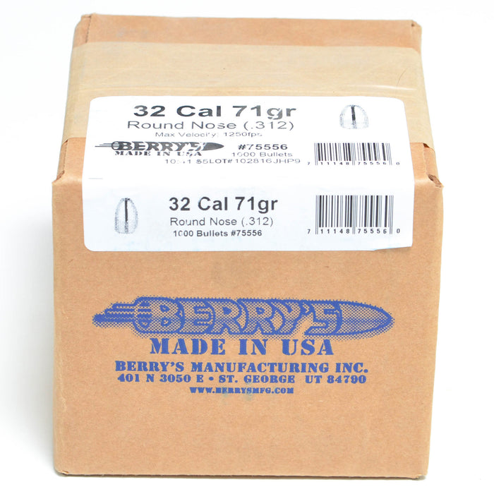 Berry's .312 Diameter 71 Grain Round Nose 1000 Count Bullets