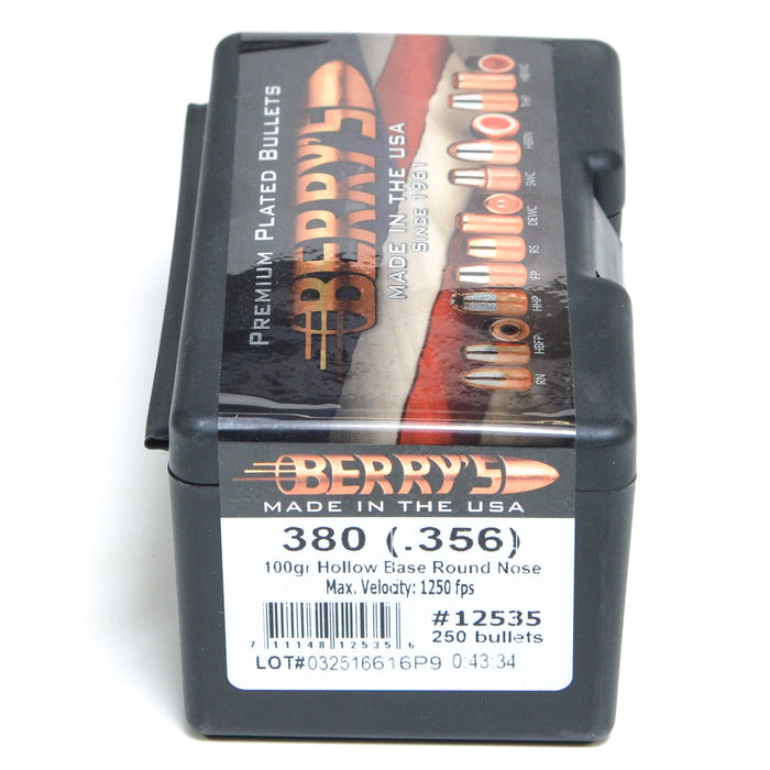 Berry's .356 Diameter 100 Grain Hollow Base Round Nose 250 Count Bullets (380 ACP)