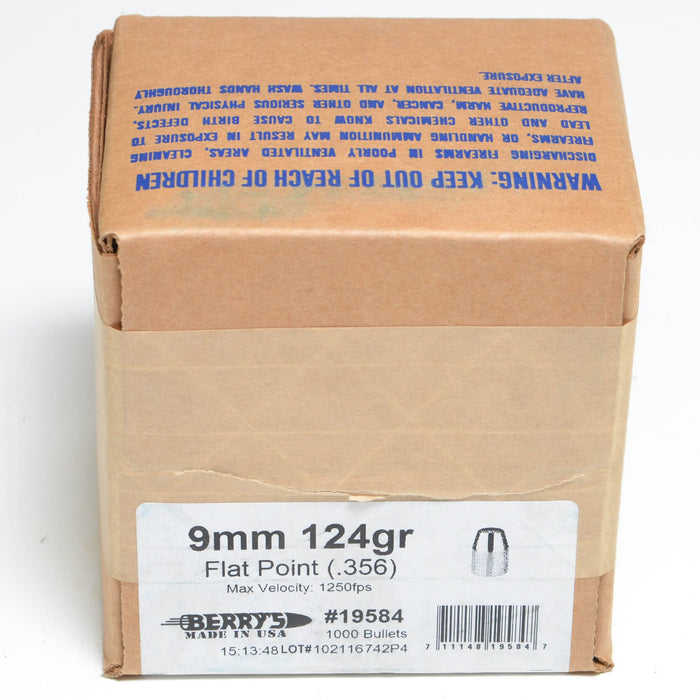 Berry's .356 Diameter 124 Grain Flat Point Bullets