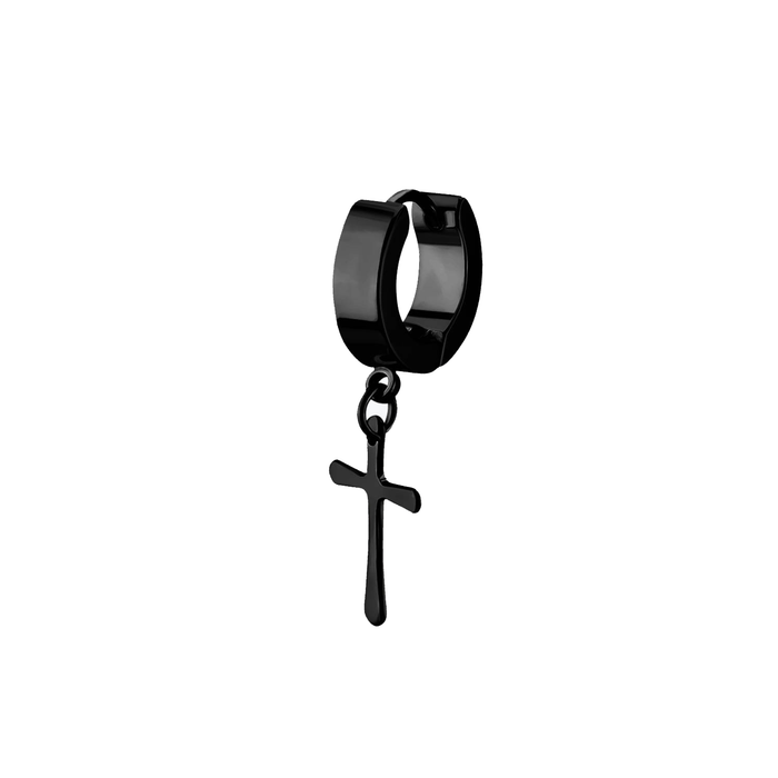 Black Surgical Steel Cross Huggie Surgical Steel / Black Huggie