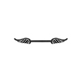 14g Black Wing Nipple Bar 12mm / Surgical Steel / Black Barbell
