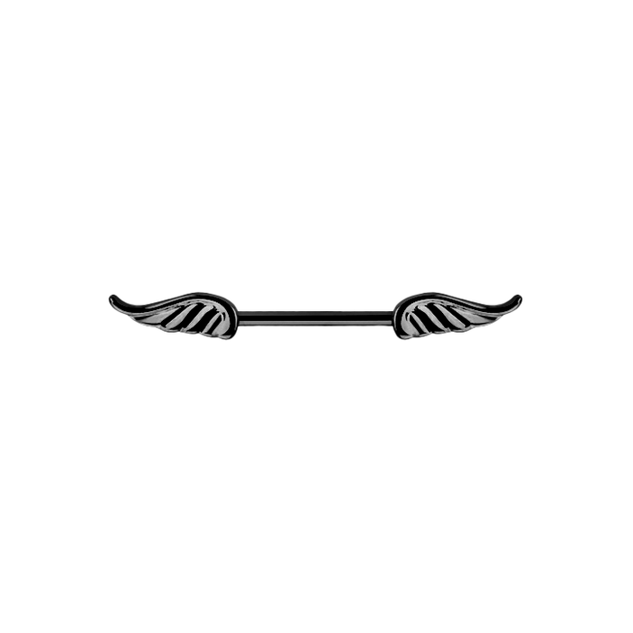 14g Black Wing Nipple Bar 12mm / Surgical Steel / Black Barbell